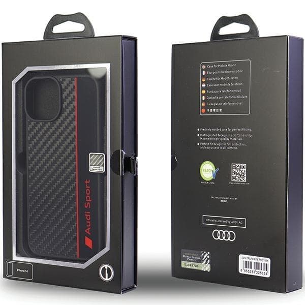 Audi iPhone 14 Mobilskal Carbon Fiber Stripe - Svart