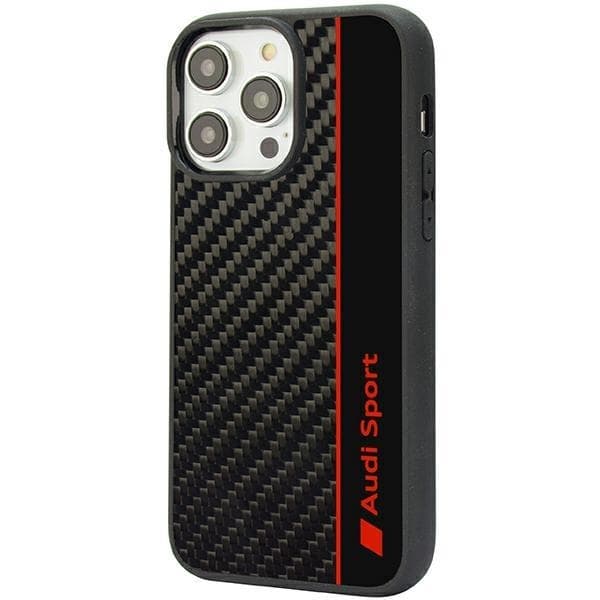 Audi iPhone 14 Pro Mobilskal Carbon Fiber Stripe - Svart