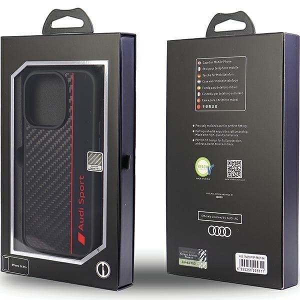 Audi iPhone 14 Pro Mobilskal Carbon Fiber Stripe - Svart