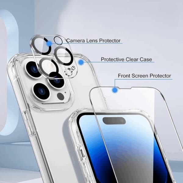 [3in1] BOOM iPhone 12 Pro Skal, Härdat Glas, Kameralinsskydd
