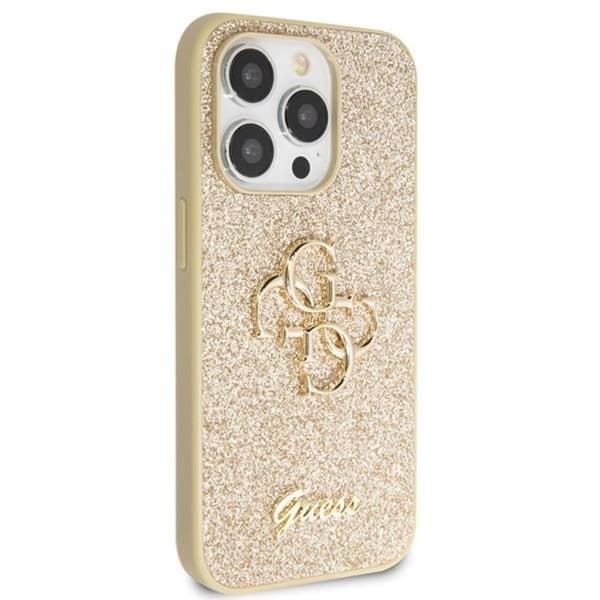Guess iPhone 13 Pro/13 Mobilskal Glitter Script Big - Guld