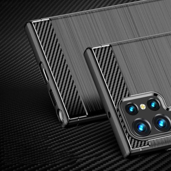 Galaxy S23 Ultra Skal Carbon Silicone Flexible - Svart