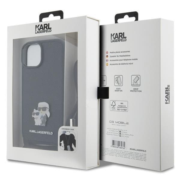 Karl Lagerfeld iPhone 15 Plus Halsbandsskal Crossbody Saffiano
