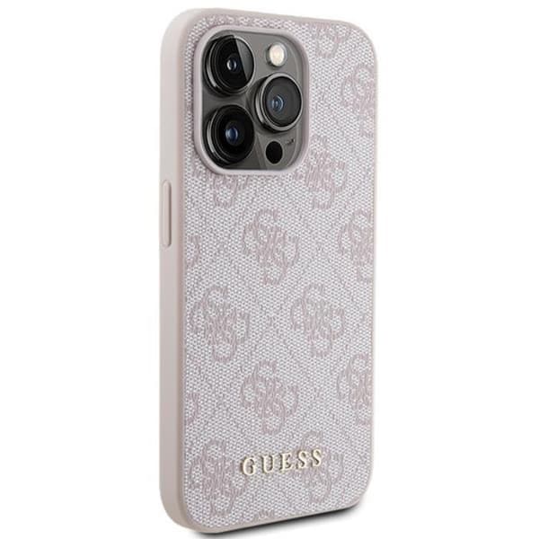 Guess iPhone 15 Pro Mobilskal Metall Gold Logo - Rosa