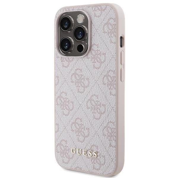 Guess iPhone 15 Pro Mobilskal Metall Gold Logo - Rosa