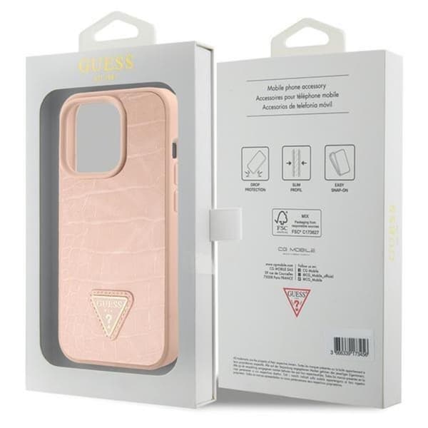 Guess iPhone 15 Pro Max Mobilskal Croco Triangle Metal Logo