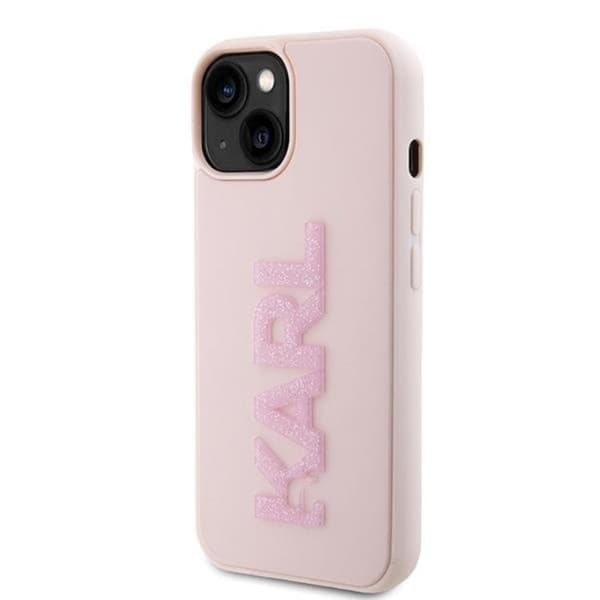 Karl Lagerfeld iPhone 15 Mobilskal 3D Glitter Logo - Rosa