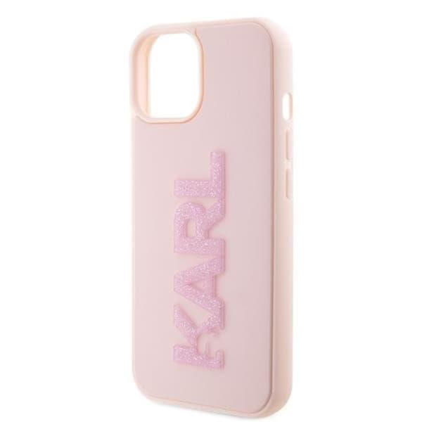 Karl Lagerfeld iPhone 15 Mobilskal 3D Glitter Logo - Rosa