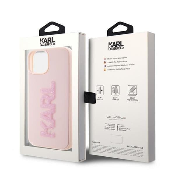 Karl Lagerfeld iPhone 15 Mobilskal 3D Glitter Logo - Rosa