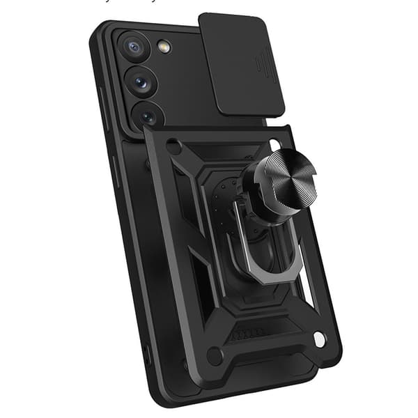Galaxy A54 Skal Ringhållare Hybrid Armor Camshield - Svart