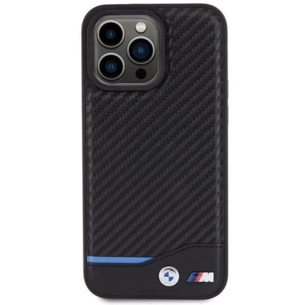 BMW iPhone 15 Pro Max Mobilskal Läder Carbon - Svart