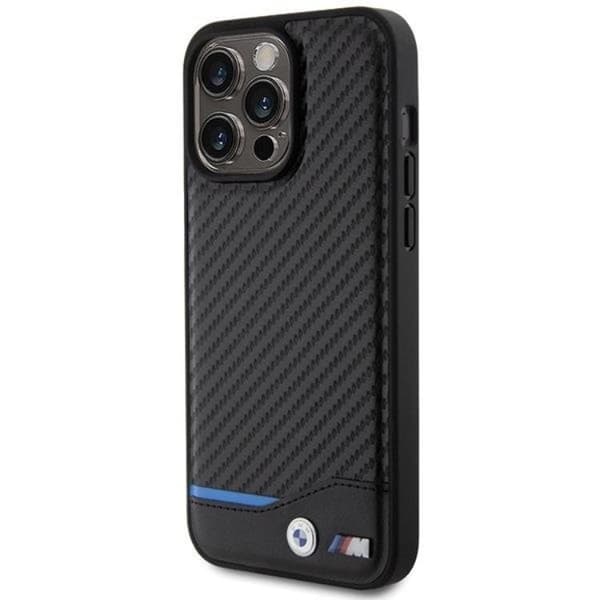 BMW iPhone 15 Pro Max Mobilskal Läder Carbon - Svart