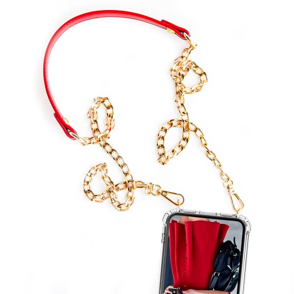 BOOM iPhone 14 Pro Max skal med mobilhalsband - ChainStrap Red