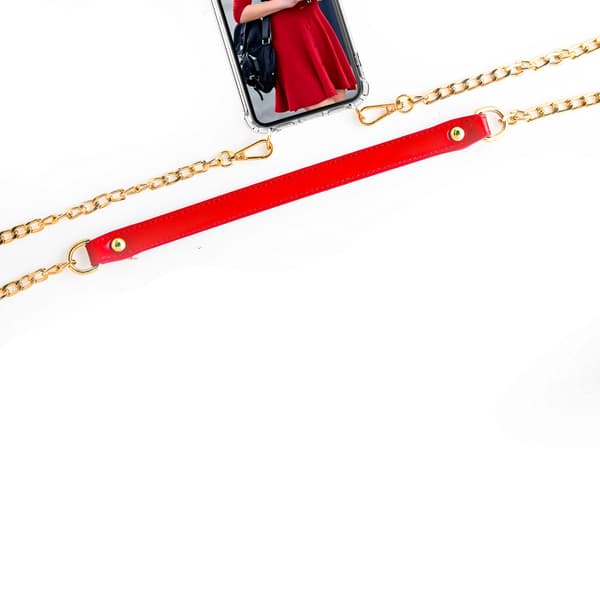 BOOM iPhone 14 Pro Max skal med mobilhalsband - ChainStrap Red
