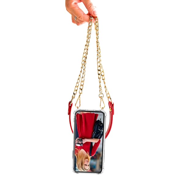 BOOM iPhone 14 Pro Max skal med mobilhalsband - ChainStrap Red