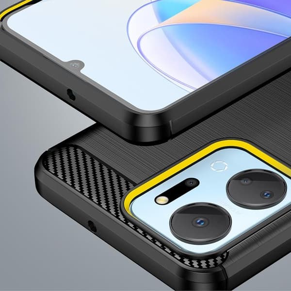 Honor Play 40 Plus/Honor X7a Mobilskal Carbon Silikon - Svart