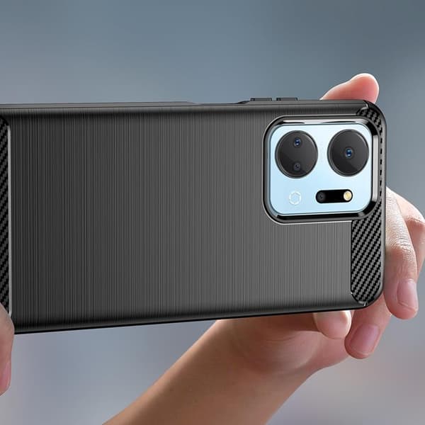 Honor Play 40 Plus/Honor X7a Mobilskal Carbon Silikon - Svart