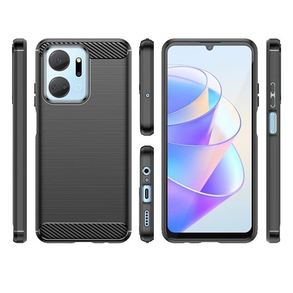 Honor Play 40 Plus/Honor X7a Mobilskal Carbon Silikon - Svart