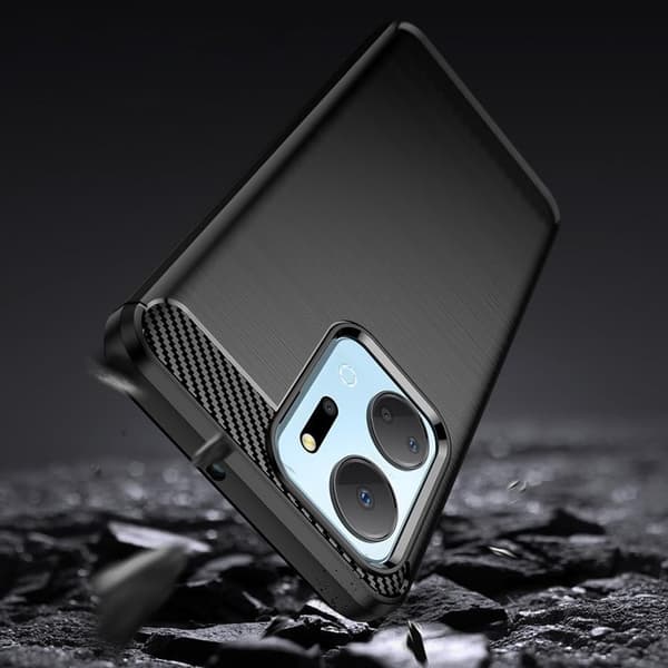 Honor Play 40 Plus/Honor X7a Mobilskal Carbon Silikon - Svart