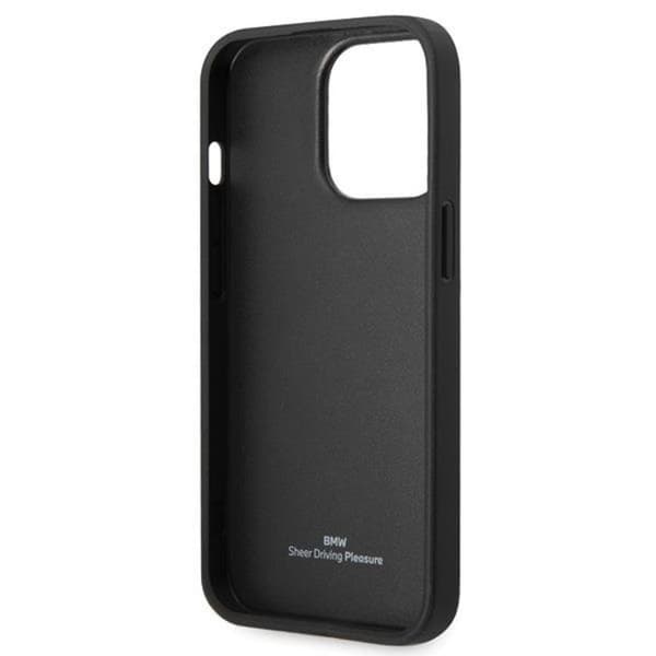 BMW iPhone 14 Pro Mobilskal Läder Diamond Pattern - Svart