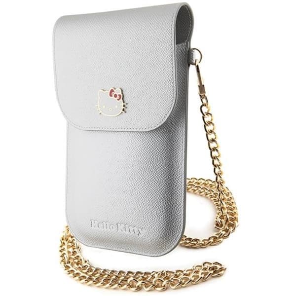 Hello Kitty Halsbandsfodral Läder Metal Logo Chain - Silver