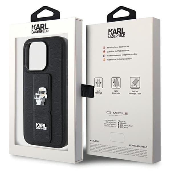 KARL LAGERFELD iPhone 14 Pro Mobilskal Gripstand Saffiano Pins
