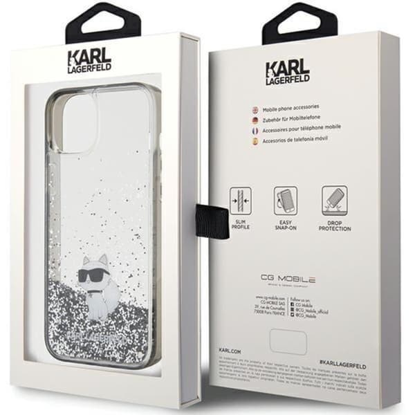 KARL LAGERFELD iPhone 15 Mobilskal Liquid Glitter Choupette