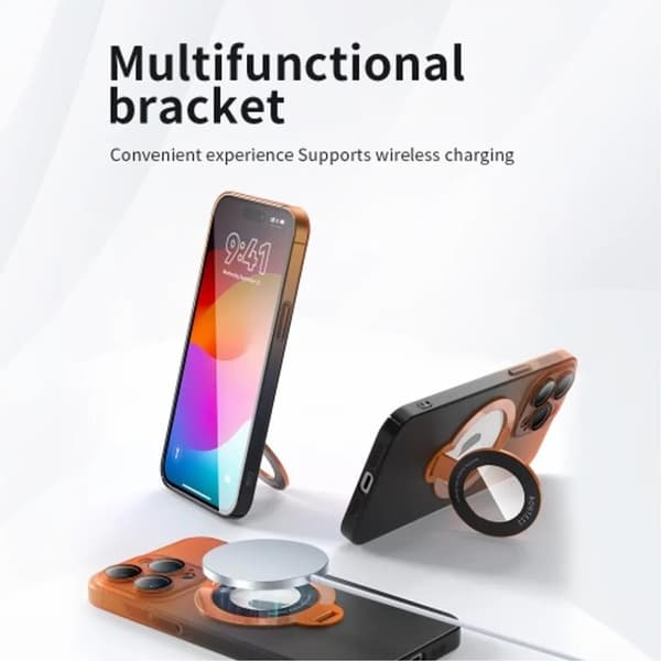 iPhone 15 Mobilskal Magsafe Kickstand - Rosa/Svart
