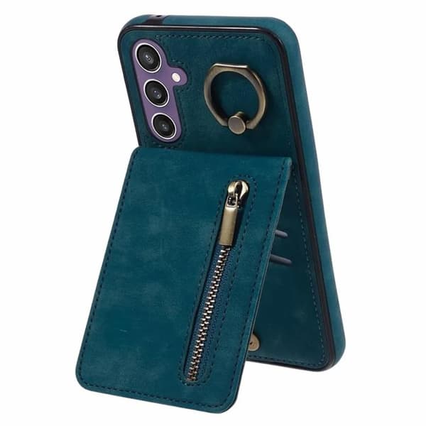 Galaxy S24 Mobilskal Kickstand Korthållare - Blå