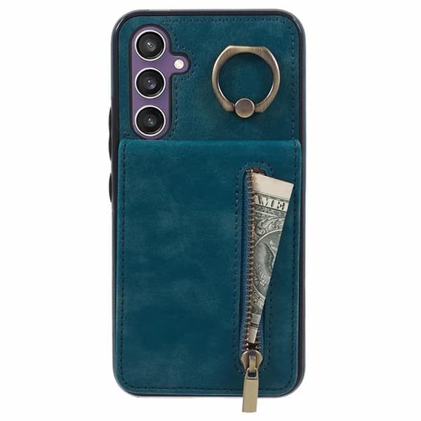 Galaxy S24 Mobilskal Kickstand Korthållare - Blå