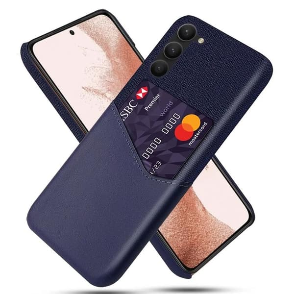 Galaxy S24 Plus Mobilskal Korthållare Texturerat - Blå