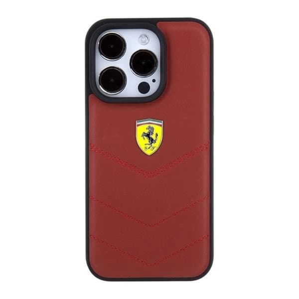 Ferrari iPhone 15 Pro Mobilskal Läder Stitched Lines