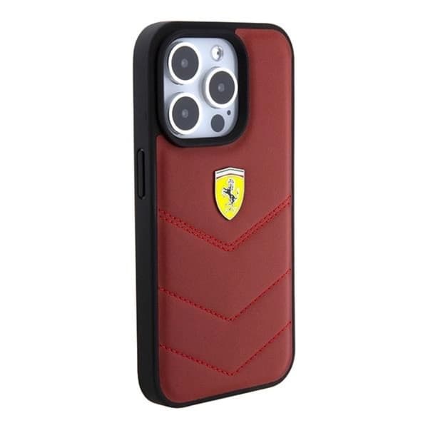 Ferrari iPhone 15 Pro Mobilskal Läder Stitched Lines