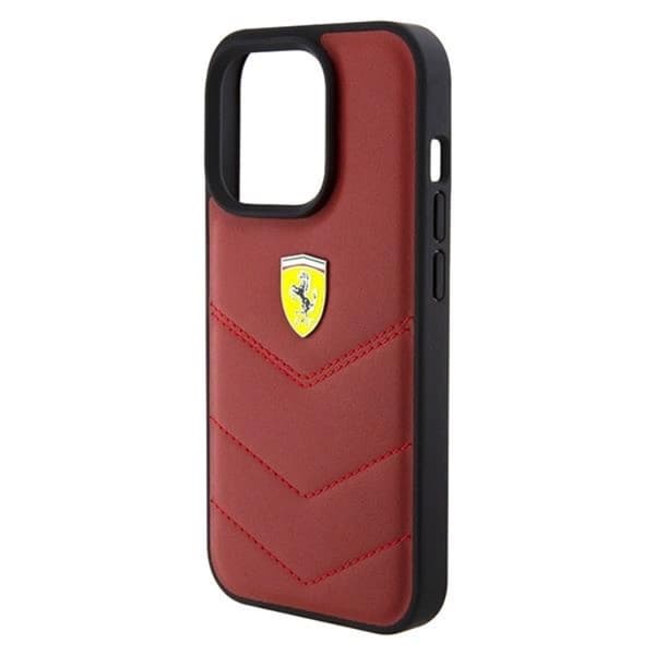 Ferrari iPhone 15 Pro Mobilskal Läder Stitched Lines