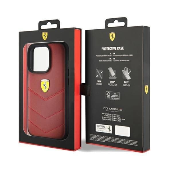 Ferrari iPhone 15 Pro Mobilskal Läder Stitched Lines