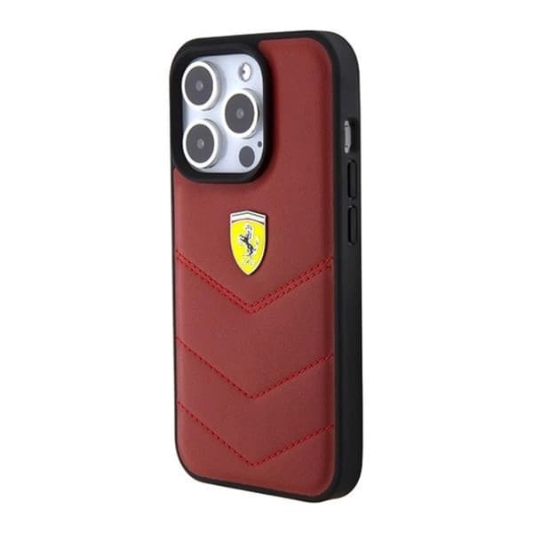 Ferrari iPhone 15 Pro Mobilskal Läder Stitched Lines
