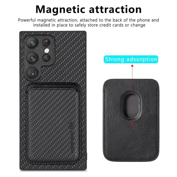 Galaxy S23 Ultra Skal Korthållare Detachable - Svart