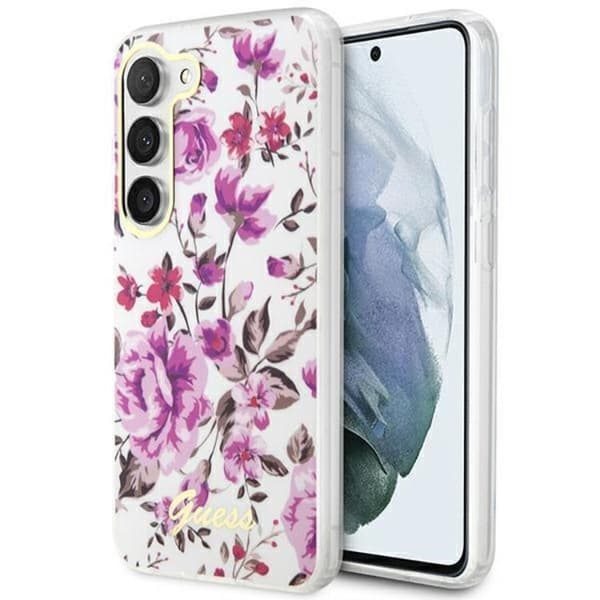 Guess Galaxy S23 Mobilskal Flower Collection - Vit