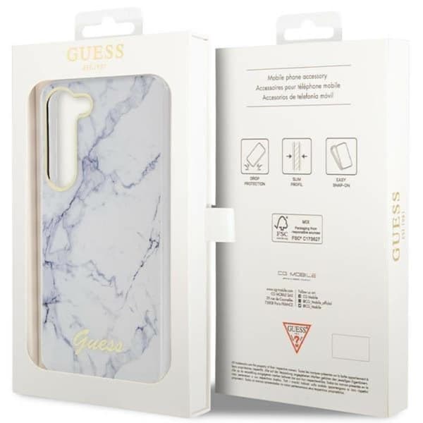 Guess Galaxy S23 Plus Mobilskal Marble - Vit