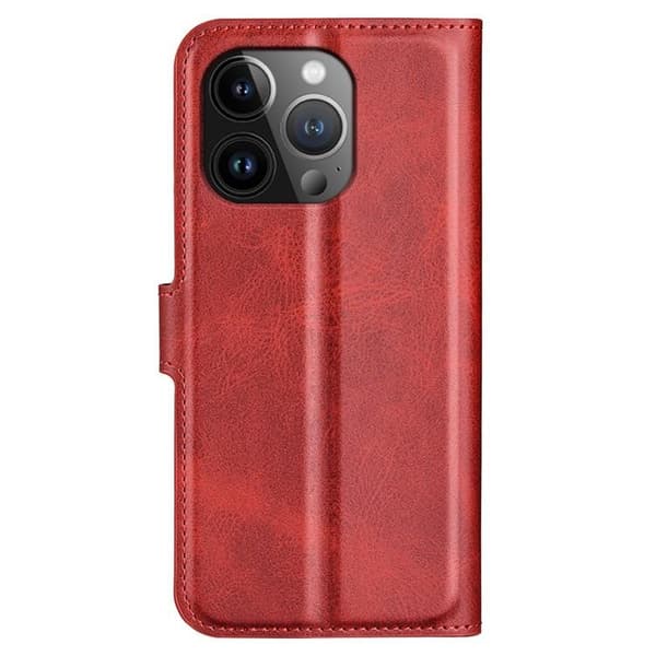 iPhone 15 Pro Max Plånboksfodral Calf Flip Folio - Röd