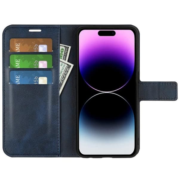 iPhone 15 Pro Max Plånboksfodral Calf Flip Folio - Blå