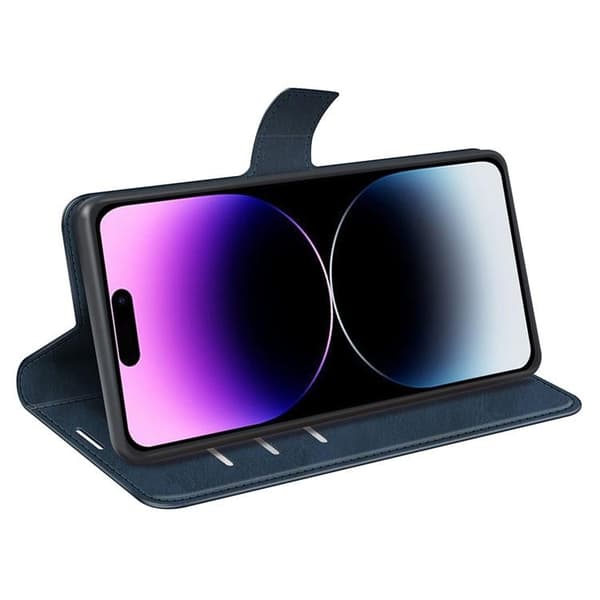iPhone 15 Pro Max Plånboksfodral Calf Flip Folio - Blå