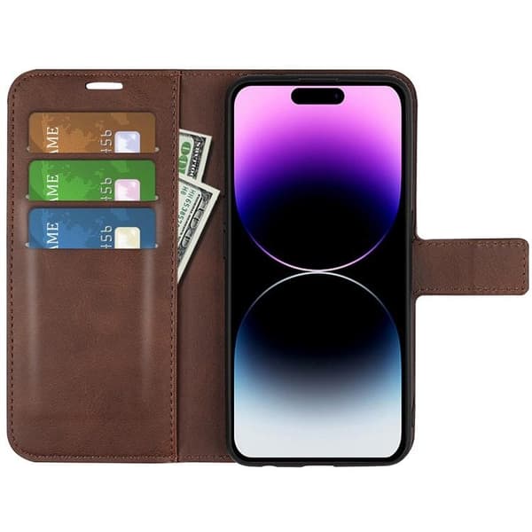 iPhone 15 Pro Plånboksfodral Calf Flip Folio - Brun
