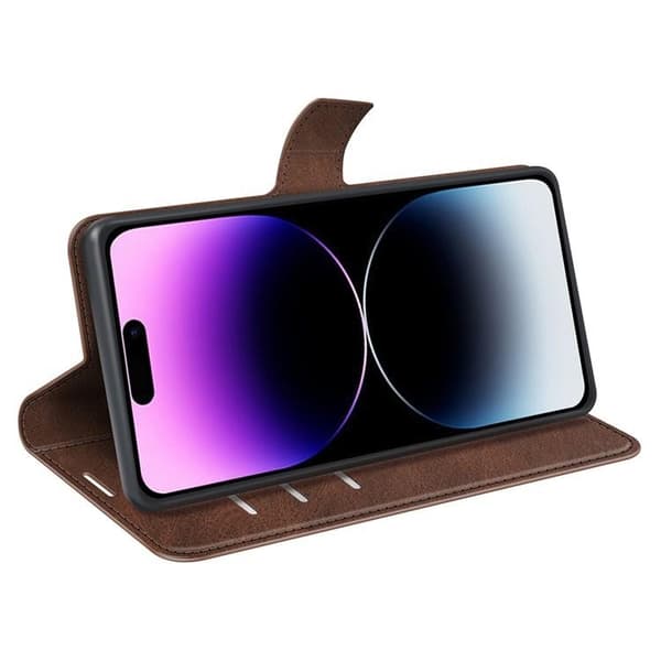 iPhone 15 Pro Plånboksfodral Calf Flip Folio - Brun
