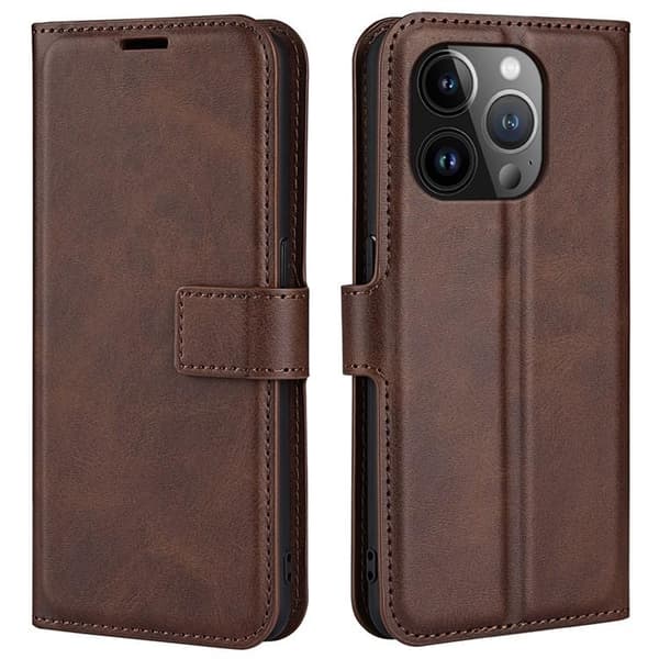 iPhone 15 Pro Plånboksfodral Calf Flip Folio - Brun