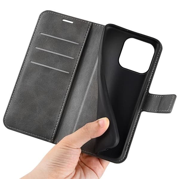 iPhone 15 Plus Plånboksfodral Calf Flip Folio - Grå