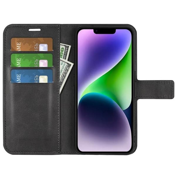 iPhone 15 Plus Plånboksfodral Calf Flip Folio - Svart