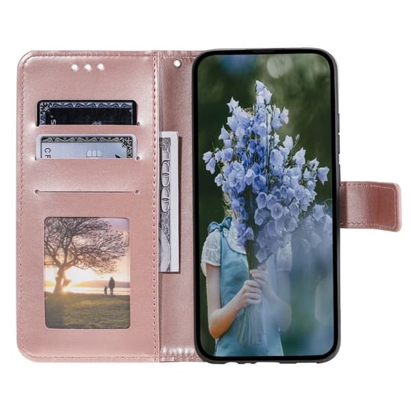 Galaxy A24 4G Plånboksfodral Imprinted Mandala Flower - Rosa Guld