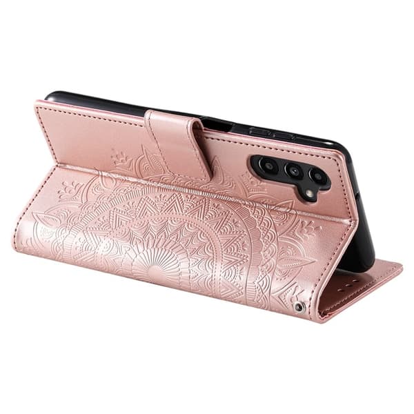 Galaxy A24 4G Plånboksfodral Imprinted Mandala Flower - Rosa Guld