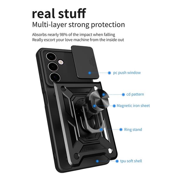 Galaxy A24 4G Mobilskal Ringhållare Kickstand - Svart